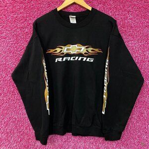 Junk Food Chevy Racing Flames Flea Market Crew Fleece Sweatshirt Medium